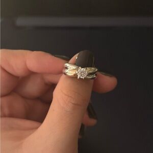 Silver plated with 18k rose & yellow gold ring